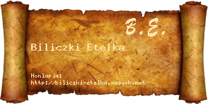 Biliczki Etelka névjegykártya